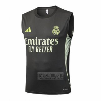 Camiseta De Futbol de Entrenamiento Real Madrid Sin Mangas 2025-2026 Gris Verde