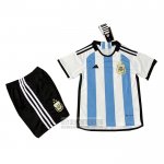 Camiseta De Futbol Argentina 3 Estrellas Primera Nino 2022