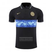 Camiseta De Futbol Polo del Inter Milan 2022-2023 Negro y Azul