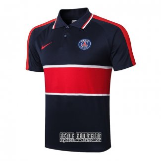 Camiseta De Futbol Polo del Paris Saint-Germain 2020-2021 Azul y Rojo