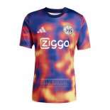 Camiseta De Futbol Pre Partido del Ajax 2025-2026 Azul Naranja