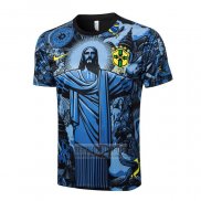 Camiseta De Futbol de Entrenamiento Brasil Jesus 2024-2025 Azul