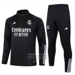 Chandal de Sudadera del Real Madrid 2023-2024 Negro y Blanco