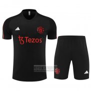 Chandal del Manchester United Manga Corta 2023-2024 Negro - Pantalon Corto