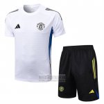 Chandal del Manchester United Manga Corta 2025-2026 Blanco - Pantalon Corto