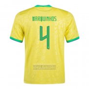 Camiseta De Futbol Brasil Jugador Marquinhos Primera 2022