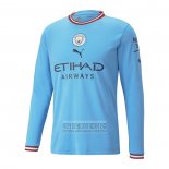 Camiseta De Futbol Manchester City Primera Manga Larga 2022-2023
