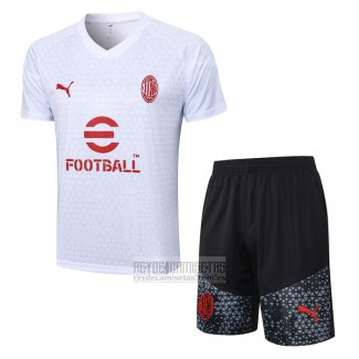 Chandal del AC Milan Manga Corta 2023-2024 Blanco - Pantalon Corto