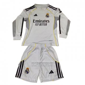 Camiseta De Futbol Real Madrid Primera Manga Larga Nino 2025-2026