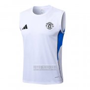 Camiseta De Futbol de Entrenamiento Manchester United Sin Mangas 2025-2026 Blanco