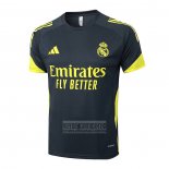 Camiseta De Futbol de Entrenamiento Real Madrid 2025-2026 Negro Amarillo
