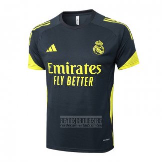 Camiseta De Futbol de Entrenamiento Real Madrid 2025-2026 Negro Amarillo