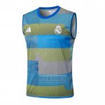 Camiseta De Futbol de Entrenamiento Real Madrid Sin Mangas 2025-2026 Azul Verde