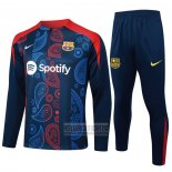 Chandal de Sudadera del Barcelona Nino 2024-2025 Azul y Rojo